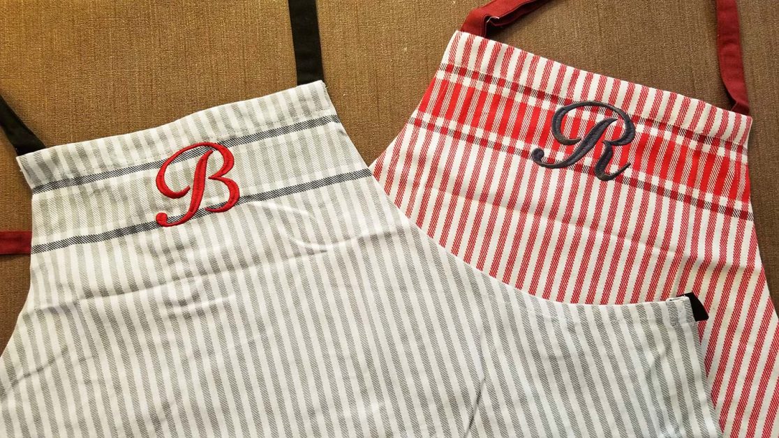 Monogrammed Aprons | Sew Creative Custom Embroidery