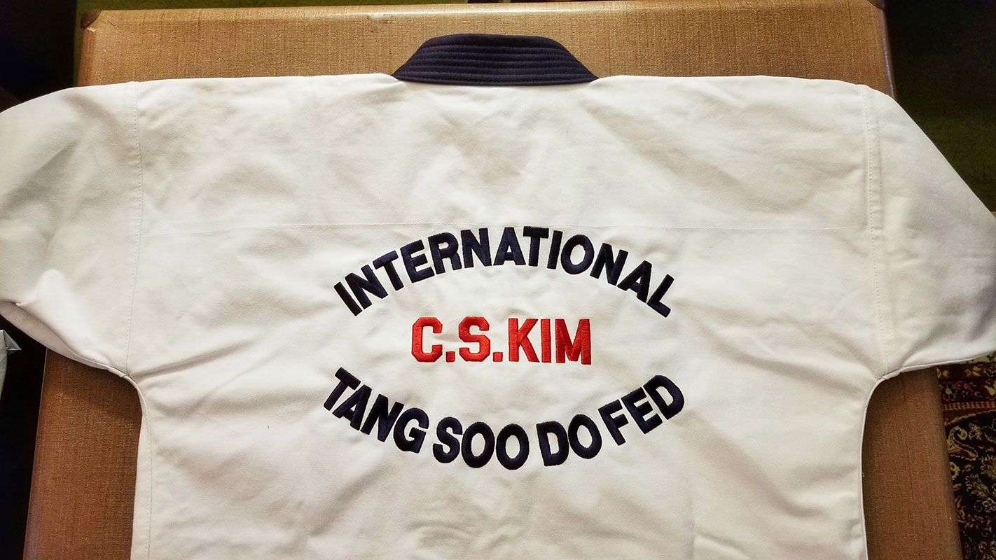C.S. Kim Gi with International Tang Soo Do Fed embroidered on back