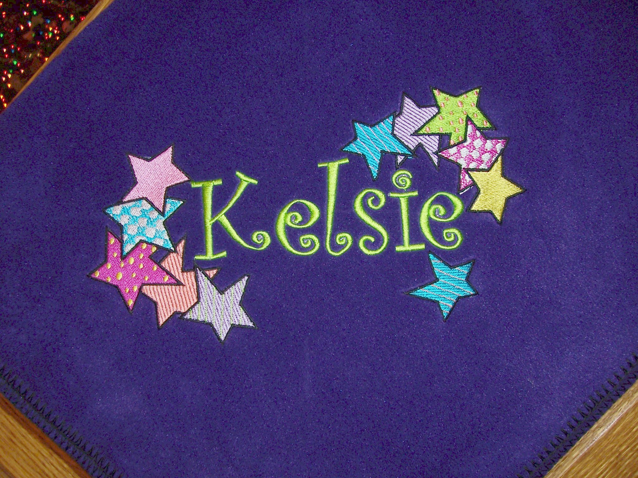 Personalized Kid's Blanket Embroidered with Name & Colorful Stars