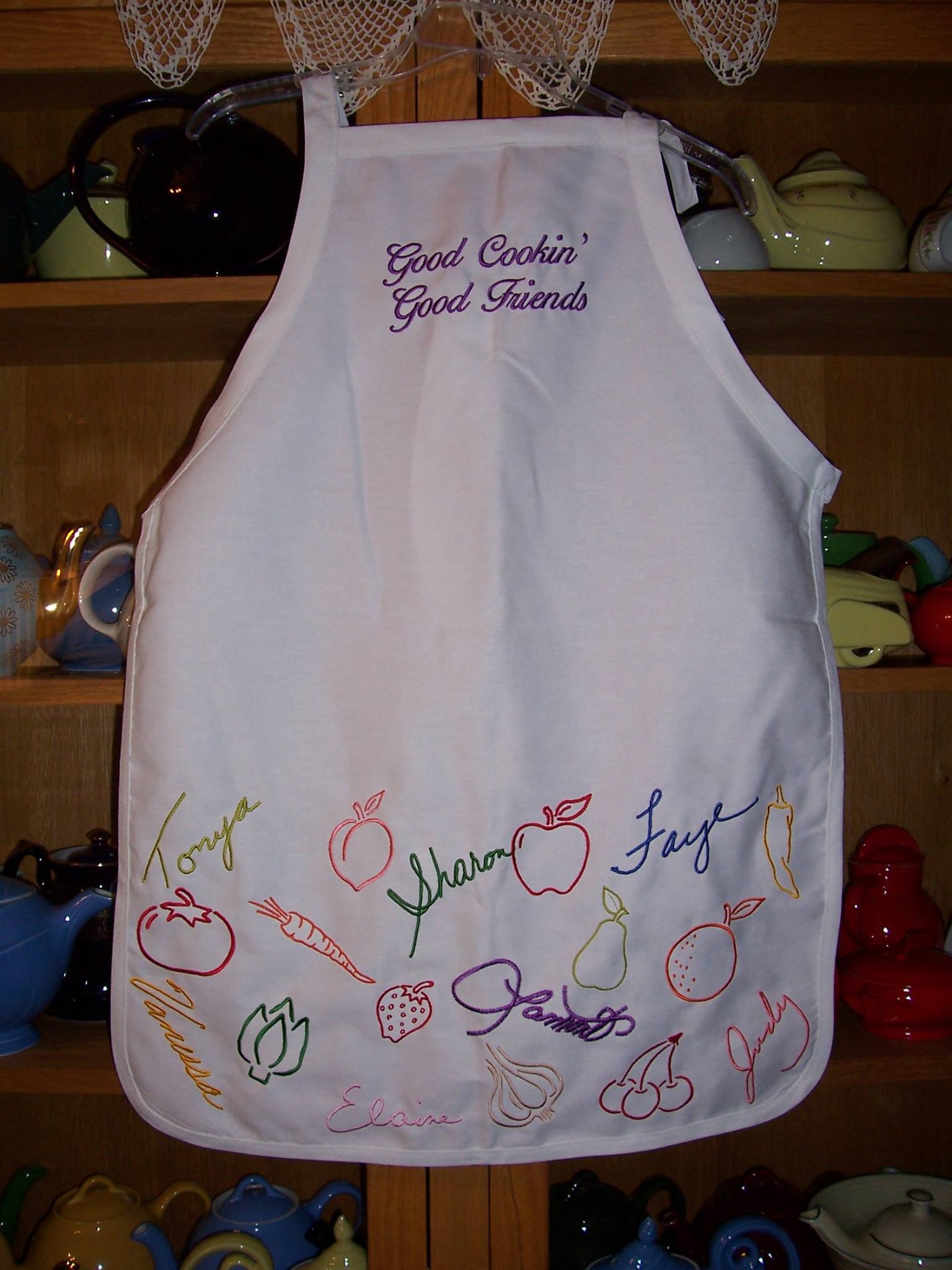 Apron with coworkers' signatures for retirement gift
