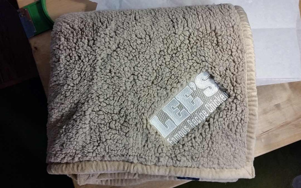 Plush Fleece Blanket Custom Embroidered for Lee's Famous Recipe Chicken